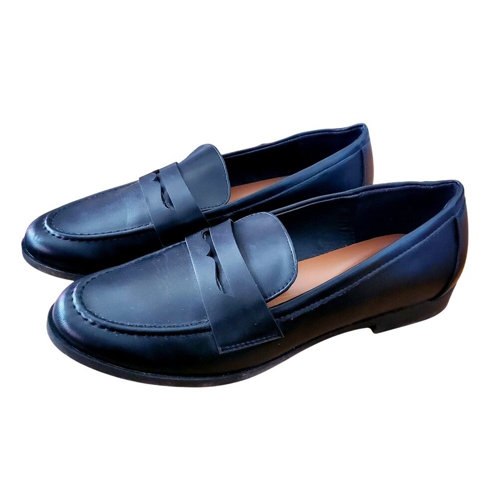 Kensie 8.5 Women Penny Loafer Gitty Slip-on Driver Shoes Faux Leather Black